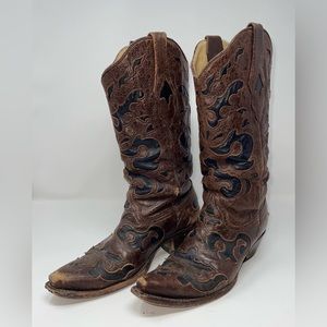 PRE-LOVED Corral Black/Brown Western Boot - size 8